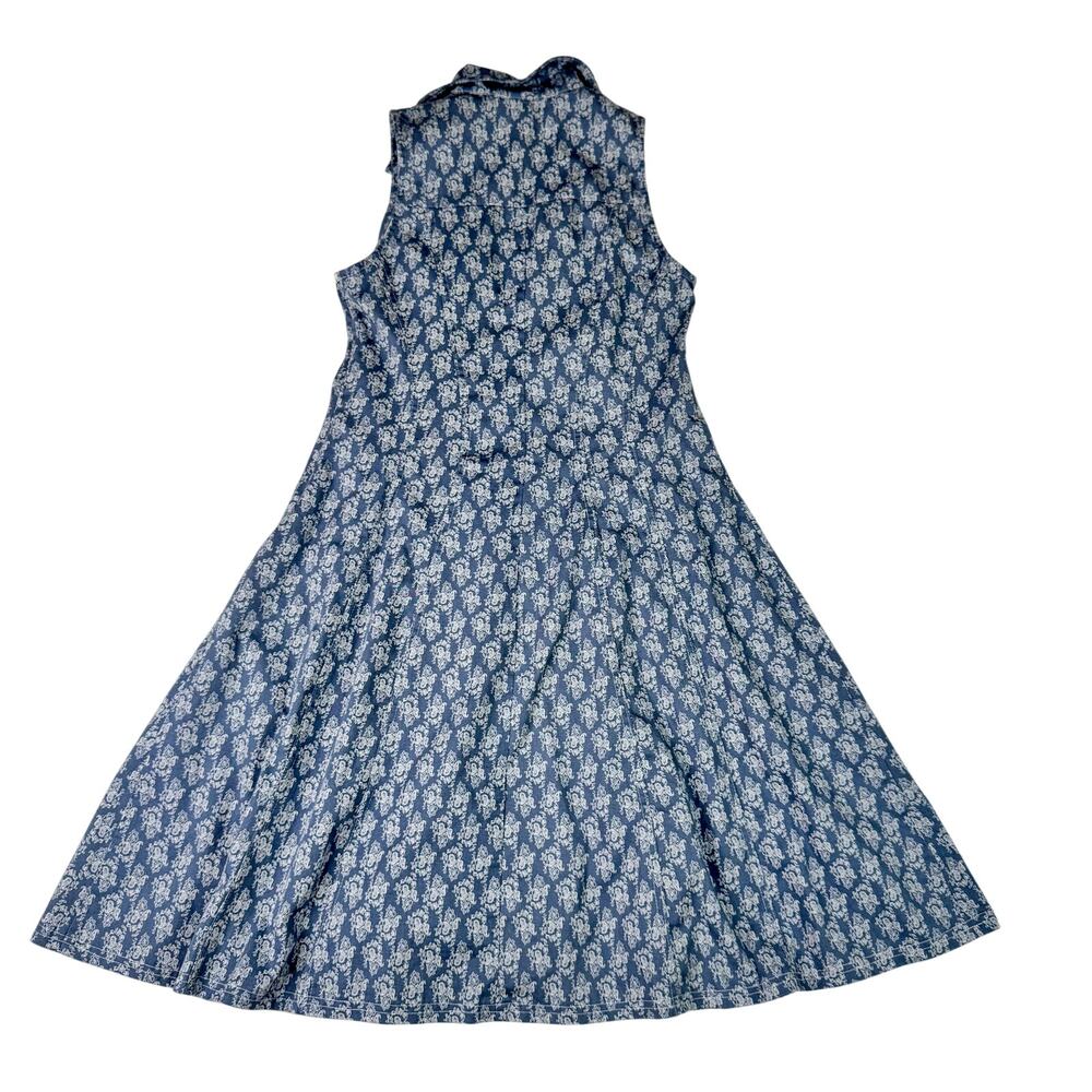 VTG Paisley Farmhouse Dress Blue White Women's 8 Prairie Cottagecore Country 90s - Picture 2 of 16